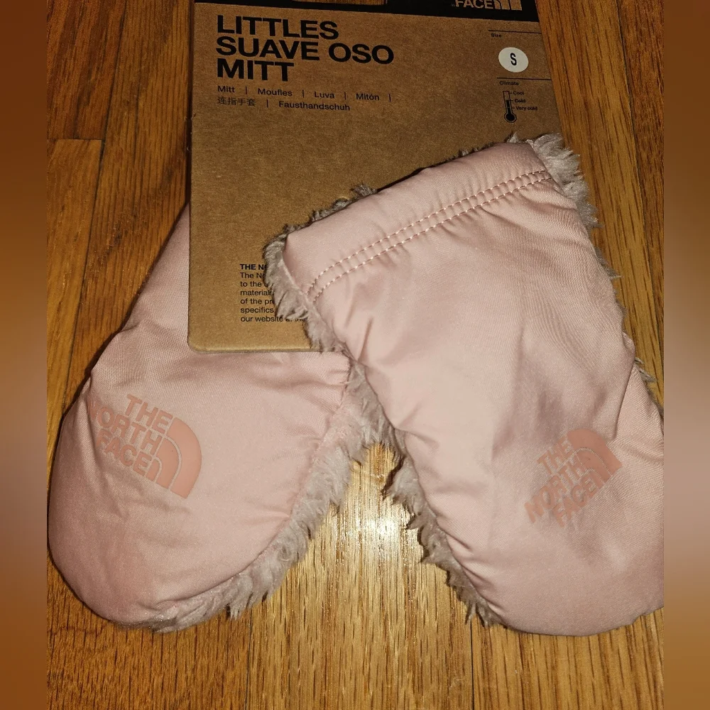 The North Face Girls Mittens in Light Pink with Faux-Fur Trim NWT Small